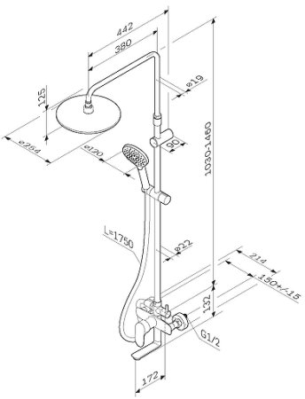 Душевая система AM.PM Like F0780964 Хром 