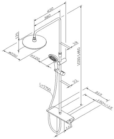 Душевая система AM.PM Spirit V2.0 F0770A400 с термостатом Хром 