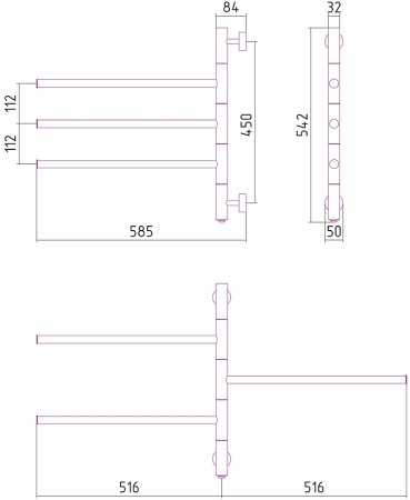 Электрический полотенцесушитель Сунержа Триада 540х585 31-0822-0540 Черный матовый 