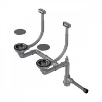 Сифон для мойки Omoikiri WK-2C-GM с прямоугольными переливами