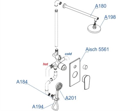 Душевой комплект WasserKRAFT A55201 золото матовое 