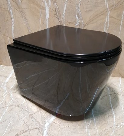 Унитаз CeramaLux NS-5178-18 подвесной Черный с сиденьем Микролифт 