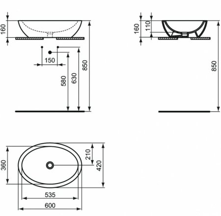 Раковина-чаша Ideal Standard Strada 60 K078401 Euro White 