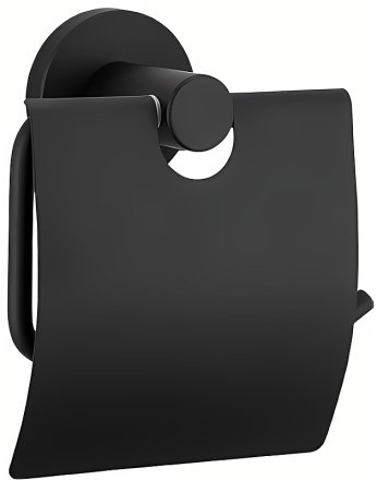 Держатель туалетной бумаги Frap F302 F30203 с крышкой Черный матовый 