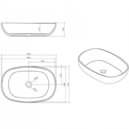 Раковина-чаша Abber Kristall 60 AT2805Aquamarin Бирюзовая 