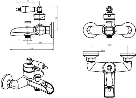 Смеситель для ванны Boheme Vogue Crystal 223-CRST Хром 