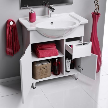 Тумба с раковиной Aqwella Эколайн 75 Eco-L.01.07 Белая 