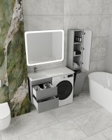 Тумба подвесная STYLE LINE "Даллас 110" Люкс Плюс серая с раковиной ESTETUS Даллас 1100*480 левый