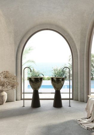 Раковина отдельностоящая прозрачная ABBER Kristall AT2703Black-Vesuvian черный/оливковый 