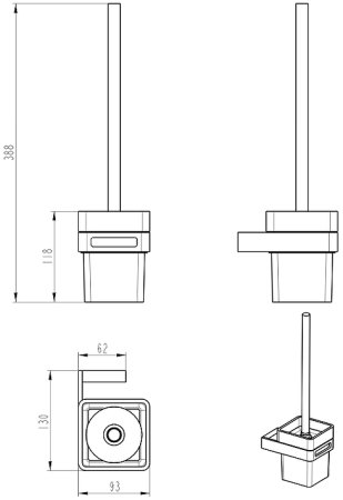 Ершик для унитаза Boheme Q 10954-B Черный 