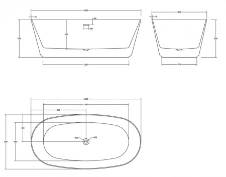 Ванна из искусственного камня ABBER Stein AS9606 белая матовая 