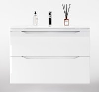 Тумба подвесная "Марелла 80" (2 ящ.) Люкс антискрейтч белый глянец, PLUS