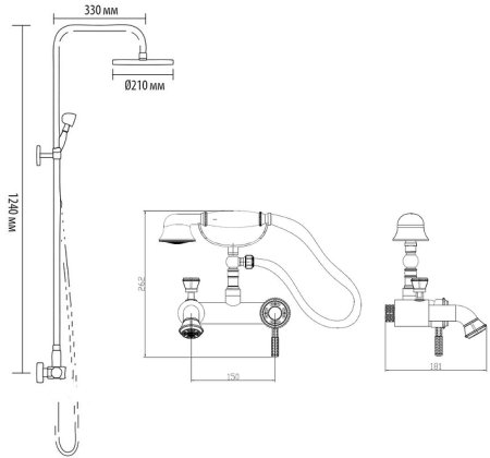 Душевая система Bronze de Luxe Windsor 10124F Бронза 