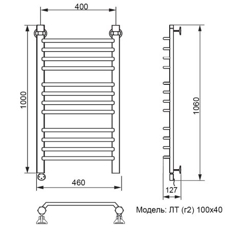 Полотенцесушитель электрический Ника Trapezium ЛТ (г2) 100х40 левый тэн 