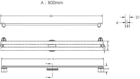 Душевой лоток Berges Super Slim 800 092054 с решеткой Золото глянец 