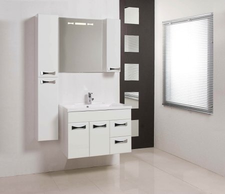 Зеркало со шкафом Aquaton Диор 80 R 1A168002DR01R с подсветкой Белое 