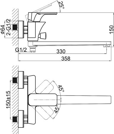 Смеситель D&K Berlin Steinbeis DA1433326 универсальный 