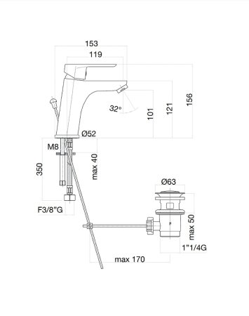 Смеситель для раковины Fiore Kevon 81NN8123 Черный 