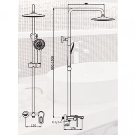 Душевая система ViEiR V293562-FL Белый/Золото 