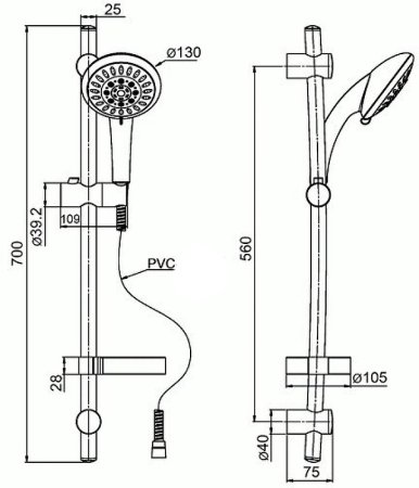 Душевой гарнитур Paini Pavia 50CR124/P17 Хром 