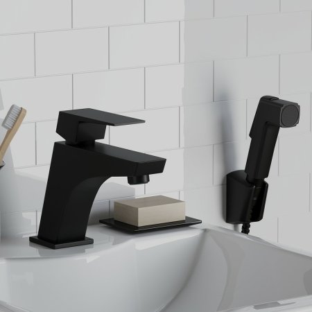 Смеситель для раковины Paini Torre 98YO205/574 с гигиеническим душем Черный матовый 