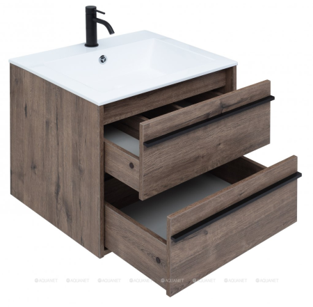 Тумба c раковиной Aquanet Lino 60 Дуб Веллингтон 