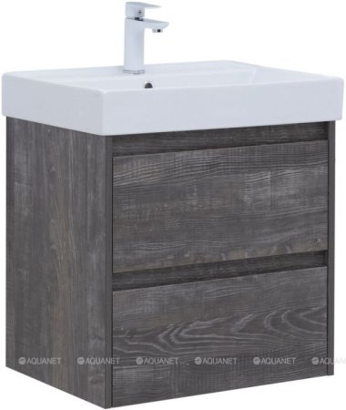 Тумба с раковиной Aquanet Nova Lite 60 дуб серый (2 ящика) 