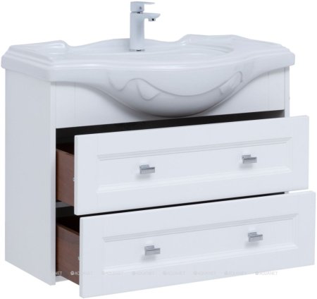 Тумба с раковиной Aquanet Монте 85 белый матовый 