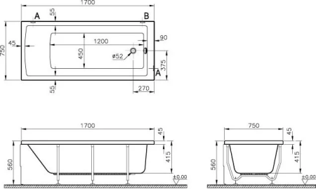 Акриловая ванна VitrA Neon 170x75 см. 