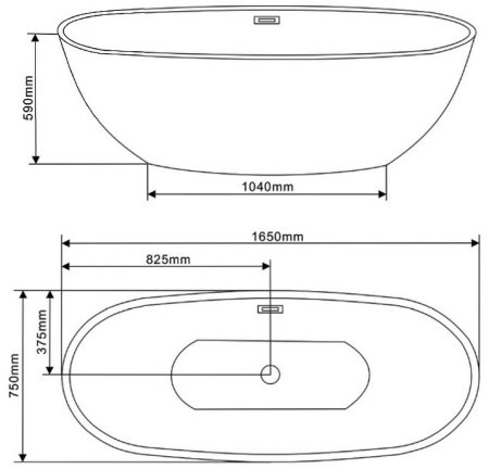 Акриловая ванна Vincea VBT-509 165x75 без гидромассажа 