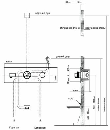 Душевая система Vincea VSFW-432T1CH с термостатом Хром 
