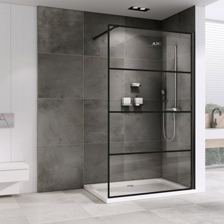 Душевая перегородка Abber Immer Offen 100 AG65100B профиль Черный стекло прозрачное 