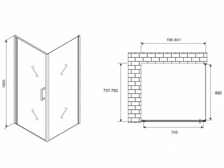 Душевой уголок Abber Sonnenstrand 80x75 AG04080B-S75B профиль Черный стекло прозрачное 