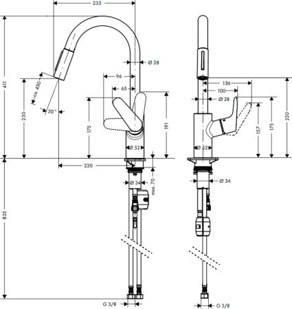Смеситель для кухонной мойки Hansgrohe Focus 31815000 