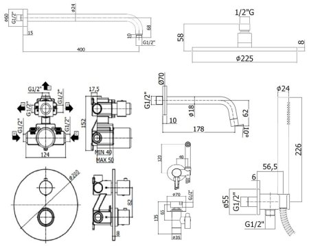 Душевая система Paffoni Light KITZLIQ019BO045 с термостатом и гигиеническим душем Белый матовый 