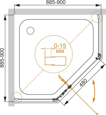 Душевой уголок Cezares Eco O-P-1-90-C-NERO 