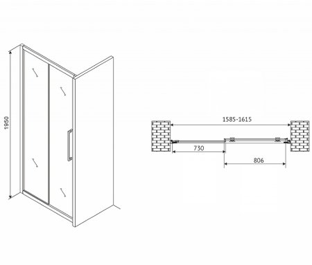 Душевая дверь Abber Schwarzer Diamant 160 AG30160MH профиль Хром стекло матовое 
