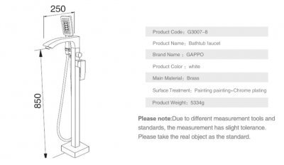 Смеситель для ванной Gappo G3007-8 Белый / Хром 