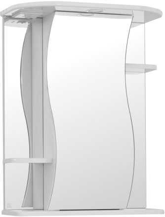 Зеркальный шкаф Style Line Эко волна Лилия 55 С с подсветкой Белый глянец 