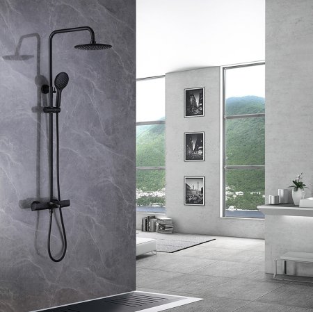 Душевая система Abber Thermostat AF8516B Черная матовая 