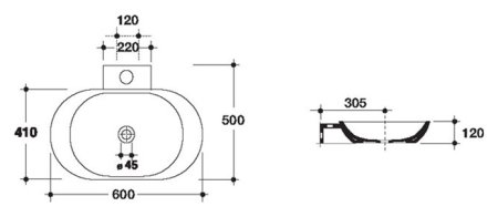 Раковина Disegno Ceramica Ovo OV06050101 