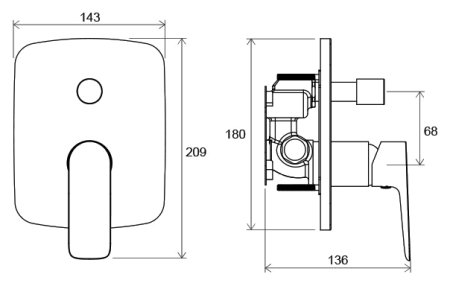 Смеситель Ravak Classic CL 065.00 для ванны с душем с монтажной коробкой 