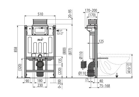 Система инсталляции для унитазов AlcaPlast Sadromodul AM118/850 