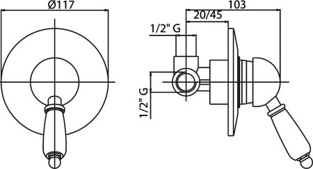 Смеситель Cezares Elite ELITE-DIM-01-Bi для душа 
