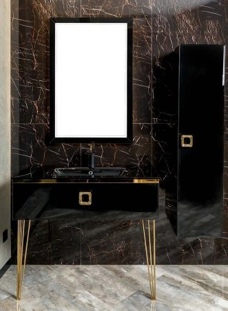 Шкаф пенал Boheme Armadi Art Lucido 35 772-GB подвесной Черный глянцевый 