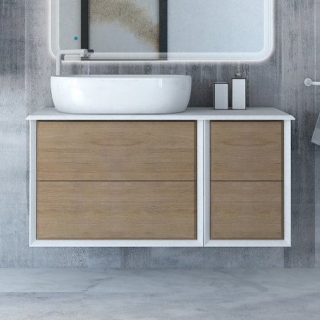 Тумба с раковиной Cezares Bellagio 106 со столешницей rovere tabacco 