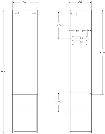 Шкаф пенал подвесной BelBagno с распашной дверцей и открытой полкой, правосторонний KRAFT-1600-1A-SC-RNN-R Rovere Nebrasca Nature 
