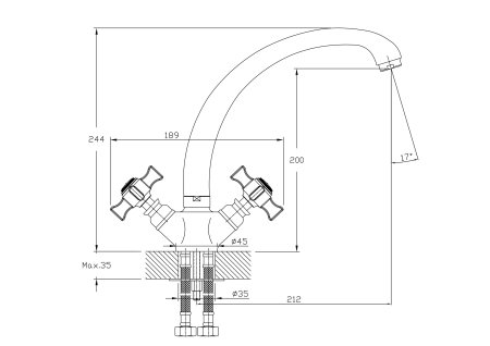 Смеситель двуручковый для кухни HAIBA HB4719-5 сатин 
