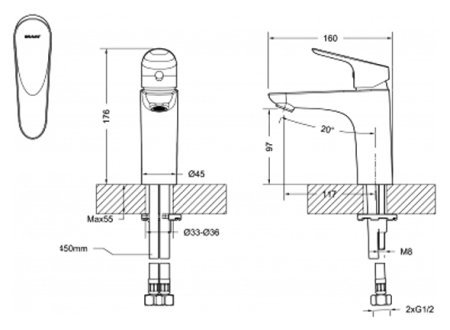 Смеситель Bravat Drop F14898C-RUS для раковины 