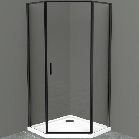 Душевой уголок BelBagno Uno 100х100 UNO-195-P-1-100-C-NERO профиль Черный матовый стекло прозрачное 